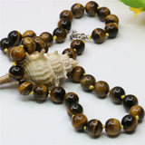 Tiger Eye Stone Round Beads Necklace 18inch Y743