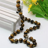 Tiger Eye Stone Round Beads Necklace 18inch Y743