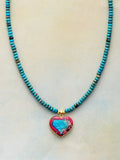 Natural Stones Red Heart Pendant Necklace Women Choker Collar Jewelry