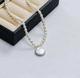 Rice Pearl Coin Pendant Necklace Freshwater Pearl Fine Jewelry