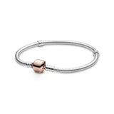 925 Silver Bracelet Snake Bone Chain Buckle Charm Beads DIY J
