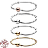 925 Silver Bracelet Snake Bone Chain Buckle Charm Beads DIY J