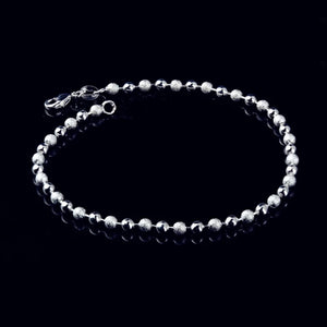 925 Sterling Silver Round Ball Bead Anklet for Women