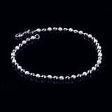 925 Sterling Silver Round Ball Bead Anklet for Women