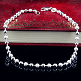 925 Sterling Silver Round Ball Bead Anklet for Women
