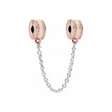 S925 Sterling Silver Love Safety Chain Charm Beads for Pandora Bracelet