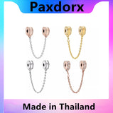 S925 Sterling Silver Love Safety Chain Charm Beads for Pandora Bracelet