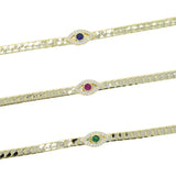 4MM Snake Chain Choker with Green Evil Eye Charm