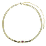 4MM Snake Chain Choker with Green Evil Eye Charm