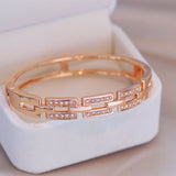Women's Rectangle Link Bracelet Studded With Rhinestones