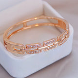 Women's Rectangle Link Bracelet Studded With Rhinestones