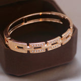 Women's Rectangle Link Bracelet Studded With Rhinestones