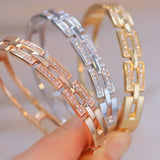 Women's Rectangle Link Bracelet Studded With Rhinestones