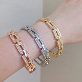 Women's Rectangle Link Bracelet Studded With Rhinestones