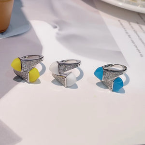 Stone Nail Ring Crystal Open Ring for Women
