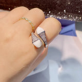 Stone Nail Ring Crystal Open Ring for Women