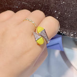 Stone Nail Ring Crystal Open Ring for Women