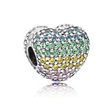 Pink Pav? Heart Clip Charm Bead for Bracelet DIY Jewelry