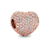 Pink Pav? Heart Clip Charm Bead for Bracelet DIY Jewelry