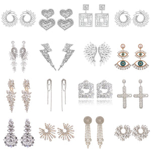 Clear Crystal Earrings Rhinestone Jewelry Long Geometric Earring