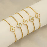 Mother Of Pearl Clover Jewelry Set - Initial Letter Bracelet Necklace
