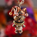 Clown Doll Pendant Retro Silver Necklace Men's Women's Jewelry