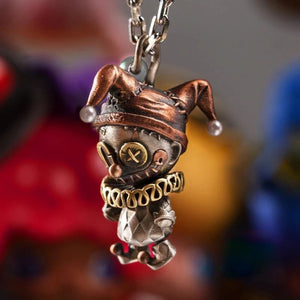 Clown Doll Pendant Retro Silver Necklace Men's Women's Jewelry