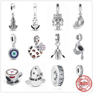 Coffee Bottle Opener Coffee Cup Magic Hat Charm Beads Silver 925 Bracelet DIY