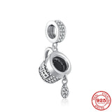 Coffee Bottle Opener Coffee Cup Magic Hat Charm Beads Silver 925 Bracelet DIY