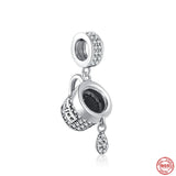 Coffee Cup Beads Bracelet Charm 925 Silver Pendant