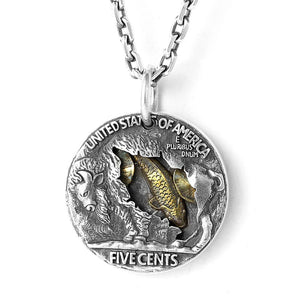 Coin Silver Necklace Men's Hip-hop Skull Pendant