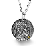 Coin Silver Necklace Men's Hip-hop Round Skull Accessories Stray Coin Pendant