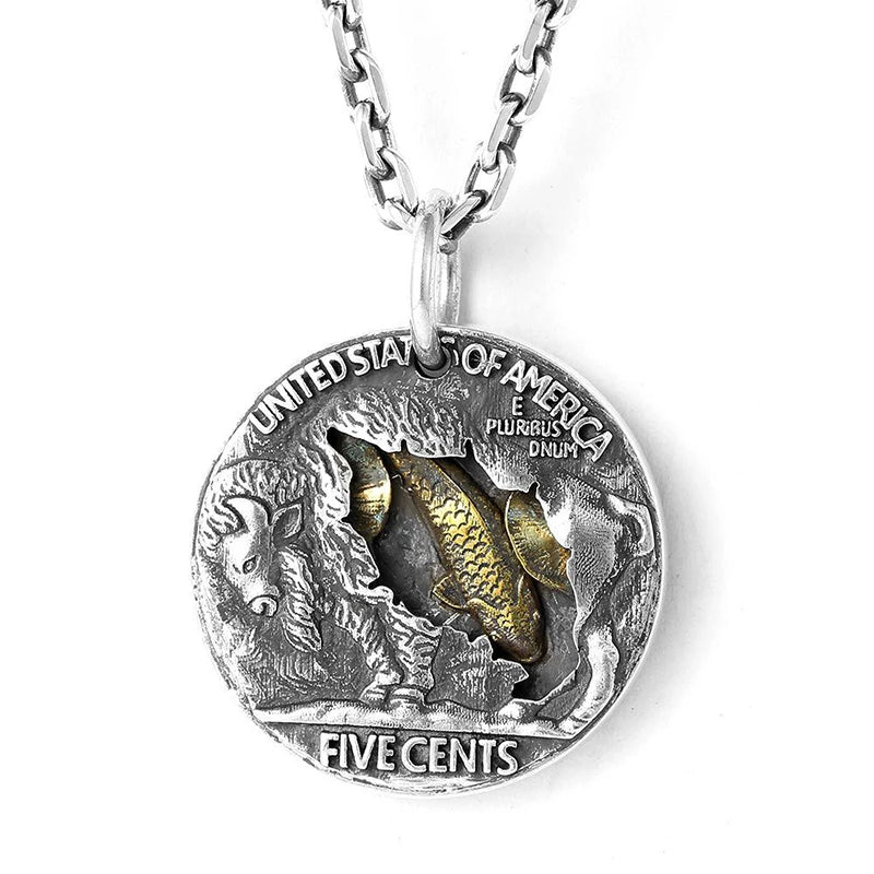 Coin Silver Necklace Men's Hip-hop Round Skull Accessories Stray Coin Pendant
