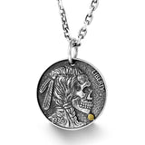 Coin Silver Necklace Men's Hip-hop Skull Pendant
