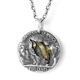 Coin Silver Necklace Men's Hip-hop Skull Pendant