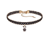 Small Rabbit Choker Cat Feline Pet Pendant Necklace Zircon Jewelry