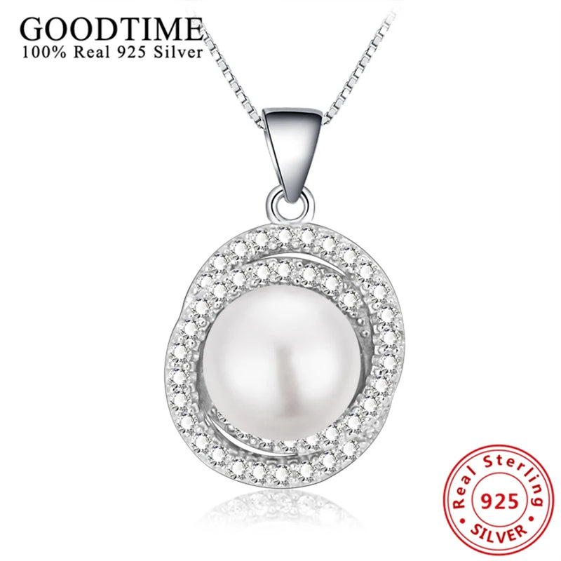 Sterling Silver Necklace Pendant Pearl Jewelry