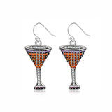 Champagne Glasses Drop Earrings 925 Sterling Silver Zircon Party Jewelry