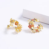 Epoxy Flower Earrings Zircon Butterfly Enamel Jewelry