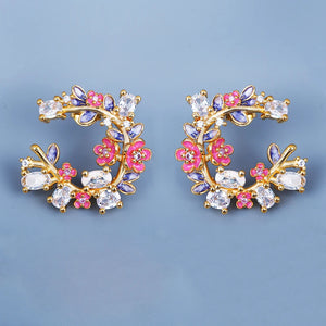 Epoxy Flower Earrings Zircon Butterfly Enamel Jewelry