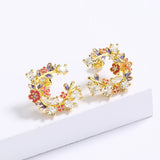 Epoxy Flower Earrings Zircon Butterfly Enamel Jewelry