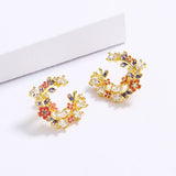 Epoxy Flower Earrings Zircon Butterfly Enamel Jewelry