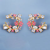 Epoxy Flower Earrings Zircon Butterfly Enamel Jewelry
