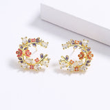 Epoxy Flower Earrings Zircon Butterfly Enamel Jewelry