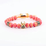 Cubic Zircon Pave Crown Charm Bracelet Set