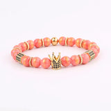 Cubic Zircon Pave Crown Charm Bracelet Set