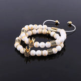 Cubic Zircon Pave Crown Charm Bracelet Set
