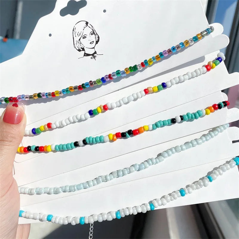 Colorful Rice Beads Boho Necklace Choker for Woman