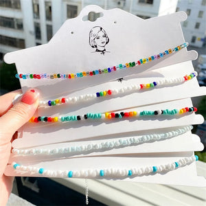 Colorful Rice Beads Boho Necklace Choker for Woman