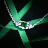 925 Stamp Diamond Emerald Green Zircon Necklace